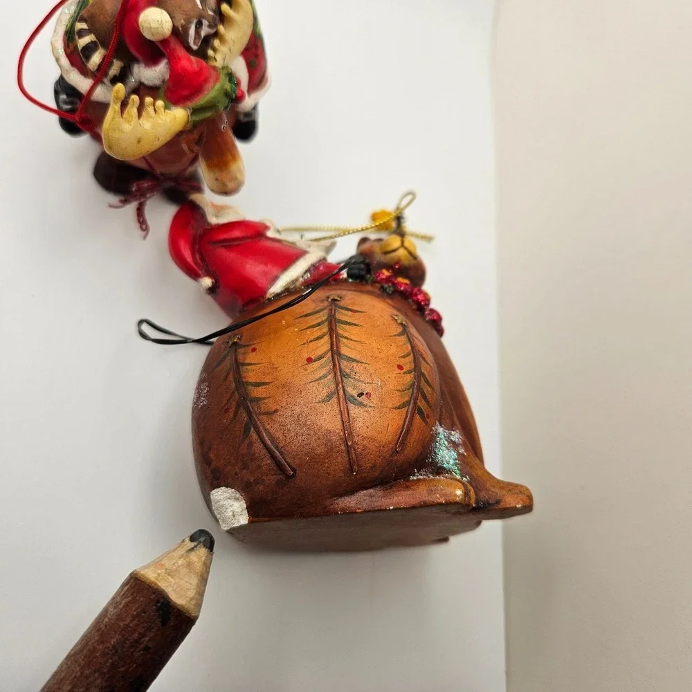 Vintage Santa Riding Woodland Animals Christmas‎ Ornaments – Set of 3